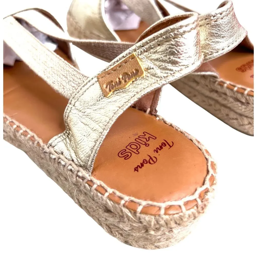 Toni Pons Eli-P Girl's Espadrille Sandals in Metallic Gold Slingbacks Size 2.5